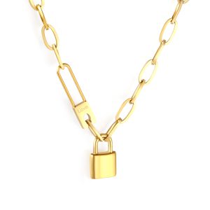 18K Gold Chunky Chain Pendant Necklace